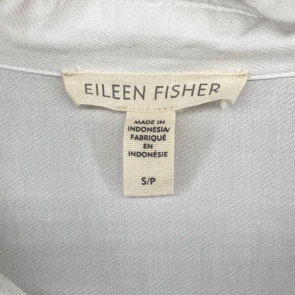 EILEEN FISHER Blouse S Organic Cotton Tunic Shirt Button Up Long Sleeve White - Picture 5 of 13